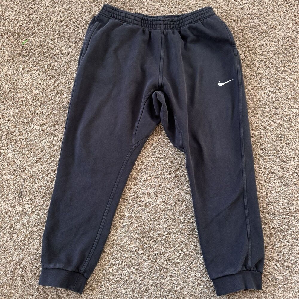 Nike Men Activewear Pants 2XL Black Sweatpants Fleece 826431-010 Zipper Logo 26"